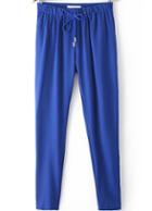 Romwe Drawstring Chiffon Blue Pant