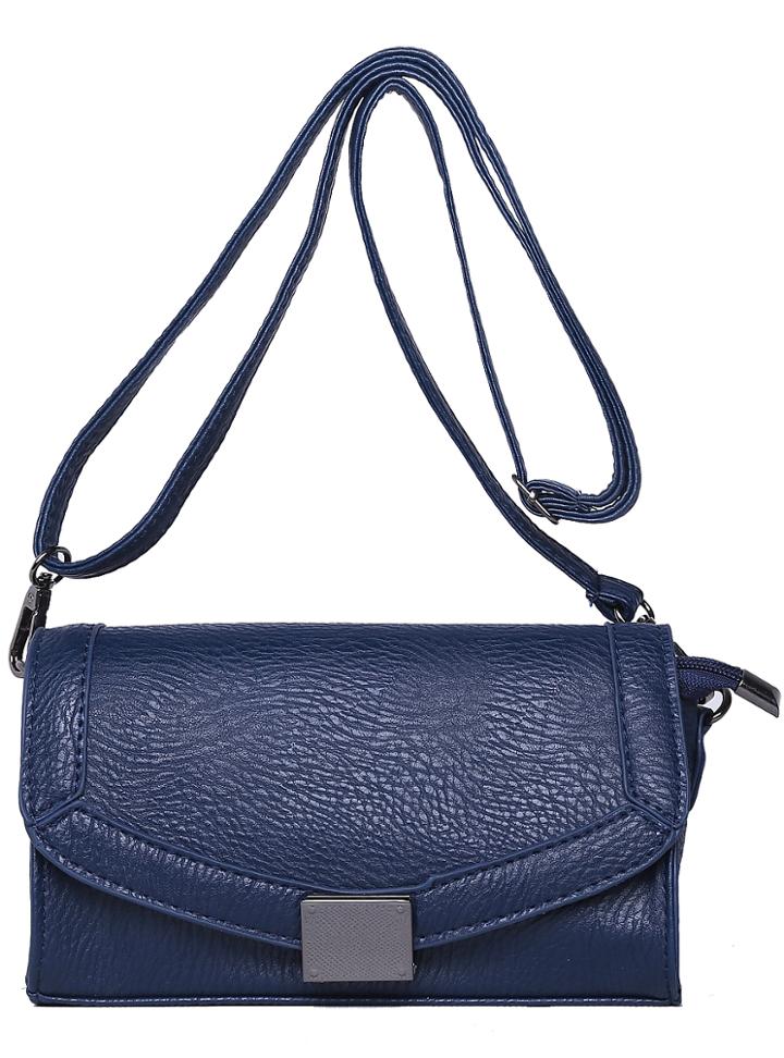 Romwe Blue Buckle Shoulder Bag