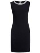 Romwe Black Round Neck Sleeveless Beading Bodycon Dress