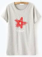 Romwe Star Print Loose Grey T-shirt