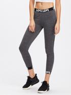 Romwe Printed Trim Heather Knit Leggings
