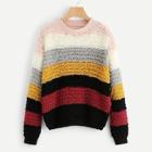 Romwe Drop Shoulder Colorblock Loops Knit Jumper