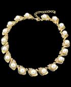 Romwe Gold Pearls Diamond Necklace