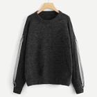 Romwe Two Tone Sleeve O-ring Detail Jumper