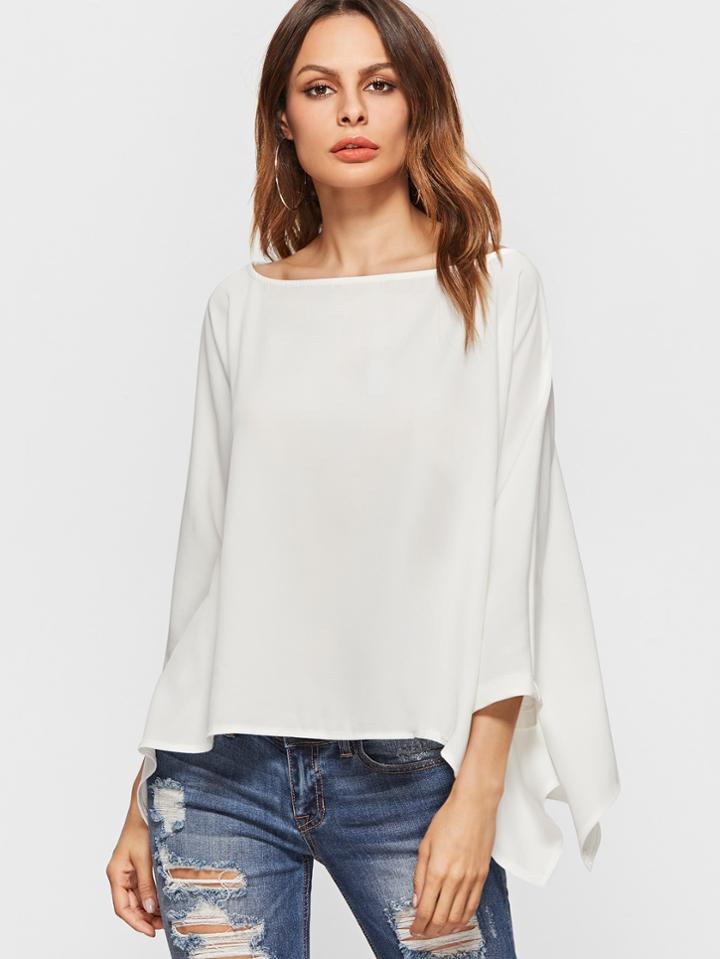 Romwe Dolman Sleeve Asymmetrical Blouse