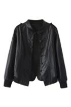 Romwe Split Sheer Black Pu Jacket