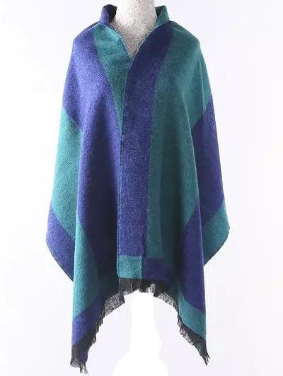 Romwe Color Block Check Oversized Scarf