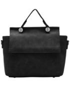 Romwe Black Zipper Classic Pu Shoulder Bag