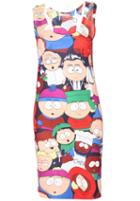 Romwe Y-back Sleeveless Cartoon Print Slim Dress