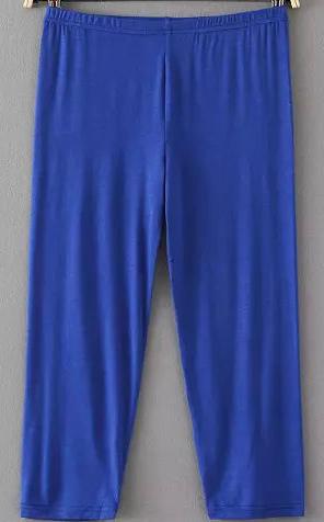 Romwe Elastic Waist Loose Blue Legging