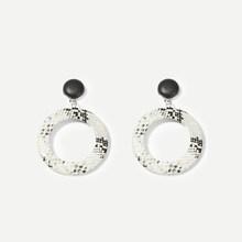 Romwe Snakeskin Pattern Hoop Drop Earrings