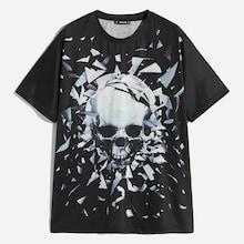 Romwe Guys Skull Print T-shirt