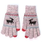 Romwe Deer Pattern Touch Screen Knit Gloves