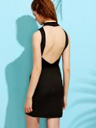 Romwe Black Open Back Sleeveless Dress