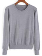 Romwe Long Sleeve Knit Grey Sweater