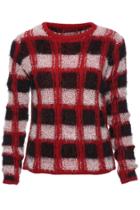 Romwe Plaid  Mohair Jumper-black