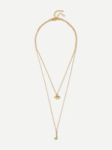 Romwe Animal Pendant Layered Chain Necklace