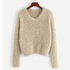 Romwe Popcorn Knit Fuzzy Solid Sweater