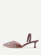 Romwe Faux Pearl Decorated Pointed Toe Heels