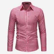 Romwe Men Gingham Skinny Shirt