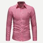 Romwe Men Gingham Skinny Shirt