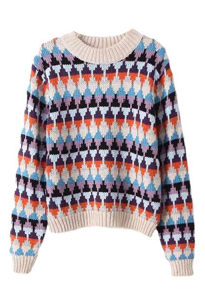 Romwe Jacquard Knitted Jumper