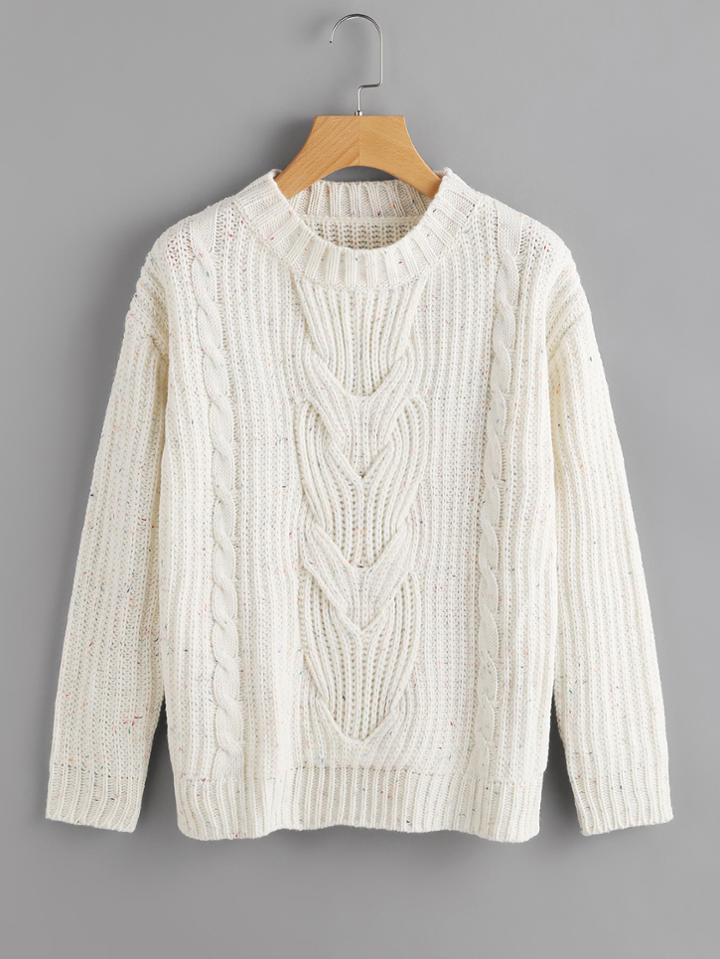 Romwe Cable Knit Speckled Jumper