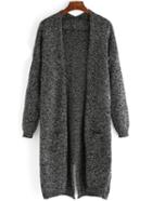 Romwe Split Back Pockets Long Coat Sweater