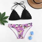 Romwe Scalloped Trim Mix And Match Bikini Set