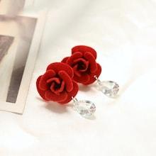 Romwe Flower & Crystal Pendant Earrings
