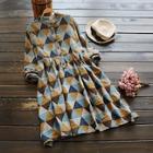 Romwe Argyle Plaid Drawstring Waist Smock Dress
