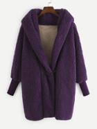 Romwe Faux Shearling Hooded Coat