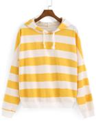 Romwe Hooded Striped Loose Sweatshirt