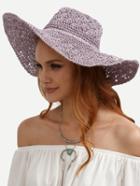 Romwe Purple Collapsible Vacation Large Brimmed Straw Hat