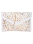 Romwe Laser Cut Envelope Clutch With Chain