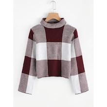 Romwe Plus Mock-neck Plaid Sweater