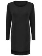 Romwe Long Sleeve Split Side Black T-shirt