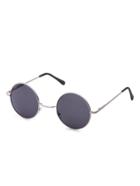 Romwe Silver Frame Smoke Lens Retro Round Sunglasses
