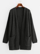 Romwe Dual Pocket Raglan Sleeve Sweater Coat