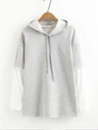 Romwe Faux Pearl Detail 2 In 1 Hoodie
