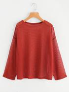 Romwe Hollow Out Knit Tee