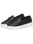 Romwe Metal Accent Contrase Platform Loafers