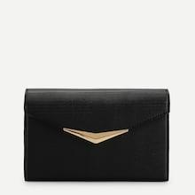 Romwe Metal Detail Flap Clutch