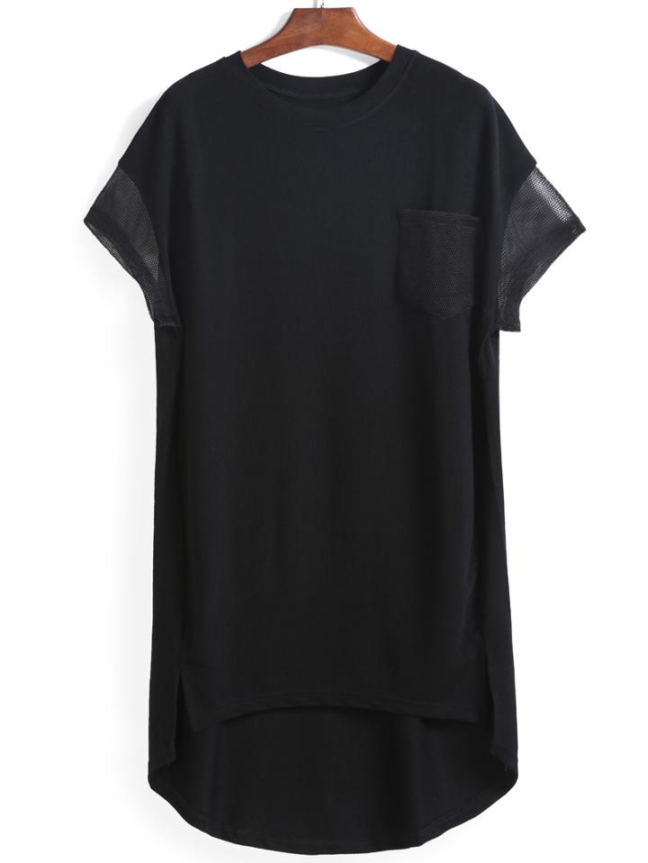 Romwe With Mesh High Low Dress