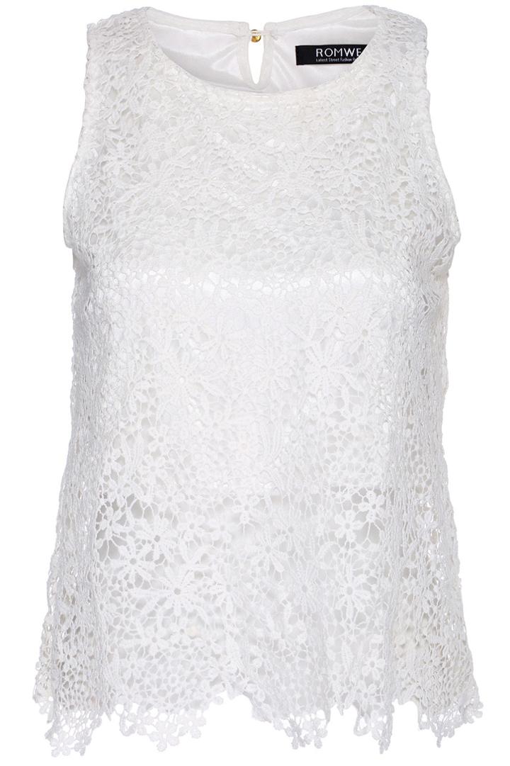 Romwe Romwe Lace White Vest