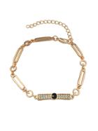 Romwe Gold Color Rhinestone Adjustable Chain Link Bracelets