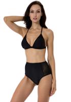 Romwe Black Triangle Mesh-inset High Waist Bikini Set