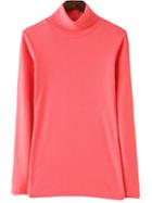 Romwe Turtleneck Long Sleeve Melon T-shirt