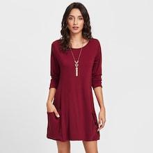 Romwe Patch Pocket Swing Tee Dress
