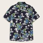 Romwe Guys Notch Collar Tropical Print Hawaiian Shirt